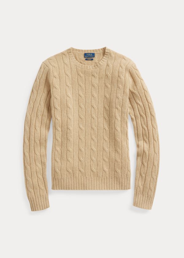 Sueter Polo Ralph Lauren Mujer Marrom - Cable-Knit Cashmere - VDOPJ5829